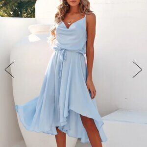 HELLO MOLLY BAYSHORE MIDI DRESS STEEL BLUE SIZE M